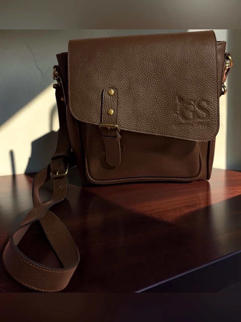 Leather Crossbody Bag in Brown - Gontol Style